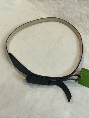 Kate Spade New York Skinny Bow Belt Black Genuine Leather Size Medium NWT